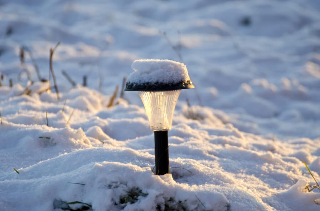 snowy solar outdoor lighting.