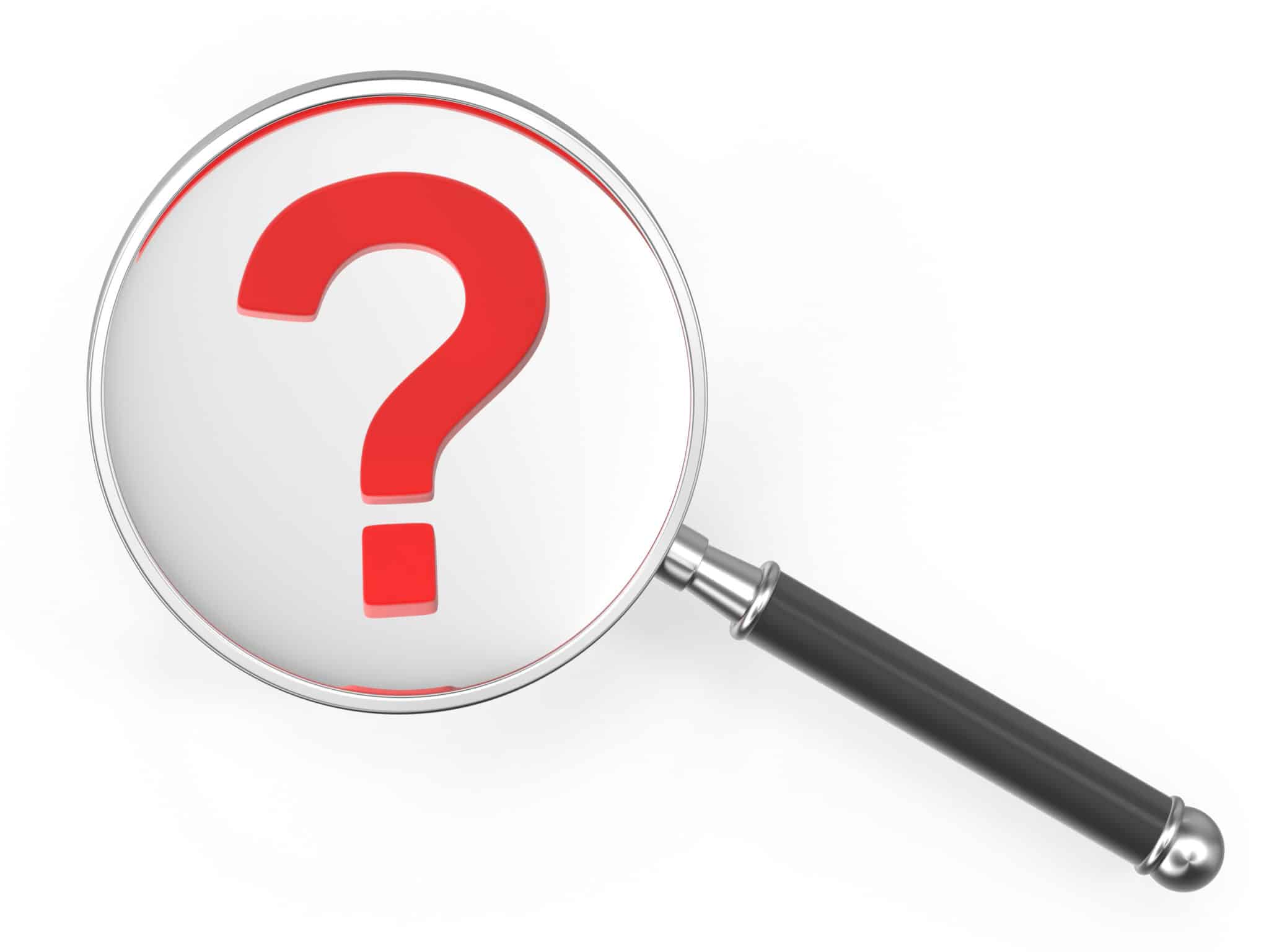 Magnifying Glass with Red Question Mark, Smoke Detectors.