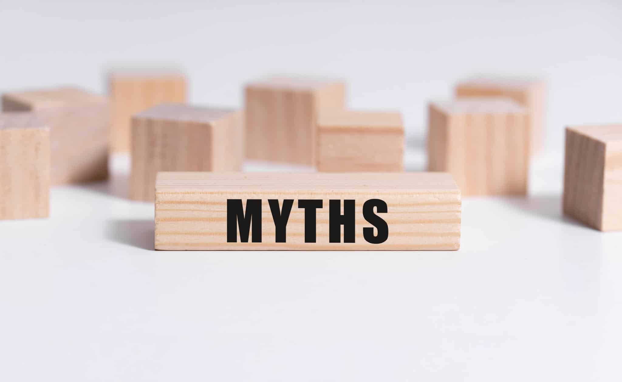 Myths word on wooden cubes. Myths concept, Carbon Monoxide Detectors.